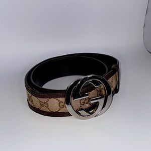 Ladies Gucci Canvas and Leather Belt